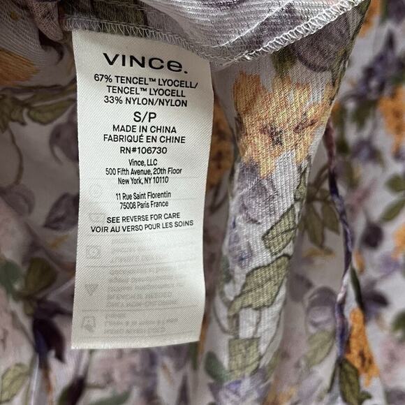 Vince Wisteria Vine Button Up Floral Blouse Size S Purple Bloomcore Office EUC - Picture 7 of 8